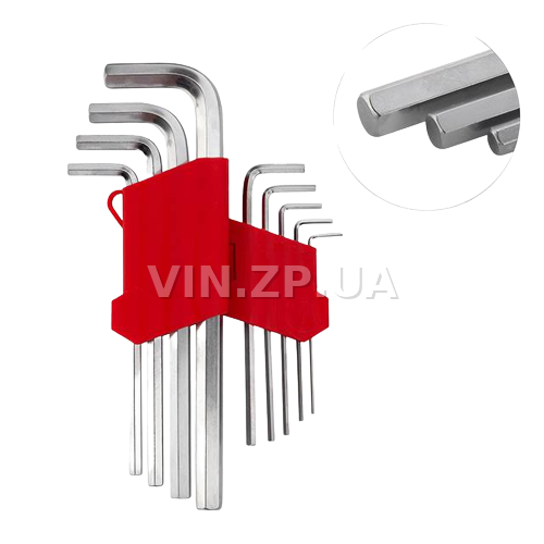 Набор ключей шестигранных INTERTOOL 9шт, середние 1.5-10мм, CrV 2