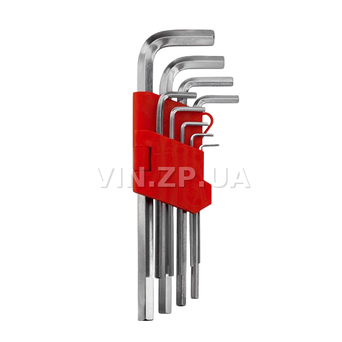 Набор ключей шестигранных INTERTOOL 9шт, середние 1.5-10мм, CrV 1