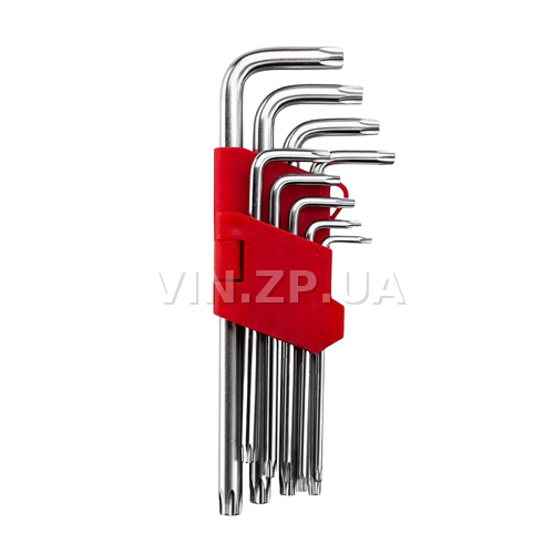 Набор ключей torx "звёздочка" INTERTOOL 9шт, средние, Т10-Т50, CrV 1