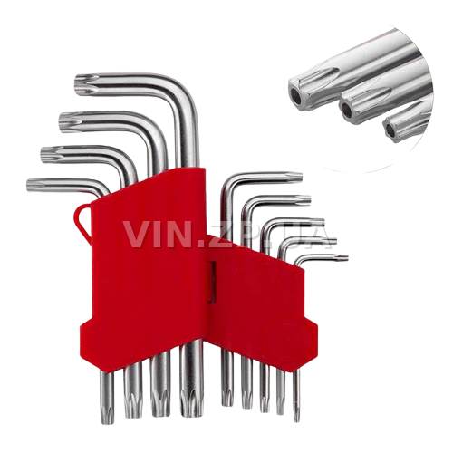 Набор ключей torx "звёздочка" INTERTOOL 9шт, короткие, Т10-Т50, CrV 2