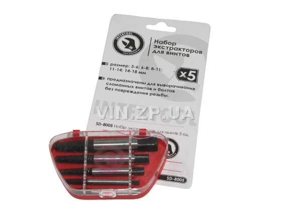 Набор экстракторов INTERTOOL 5 ед З-18 мм, для выкручивания сорванных болтов 2