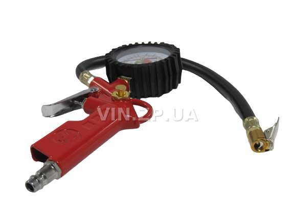 Пистолет подкачки шин INTERTOOL пневматический с манометром, до 10 Атм шланг 37 см 2