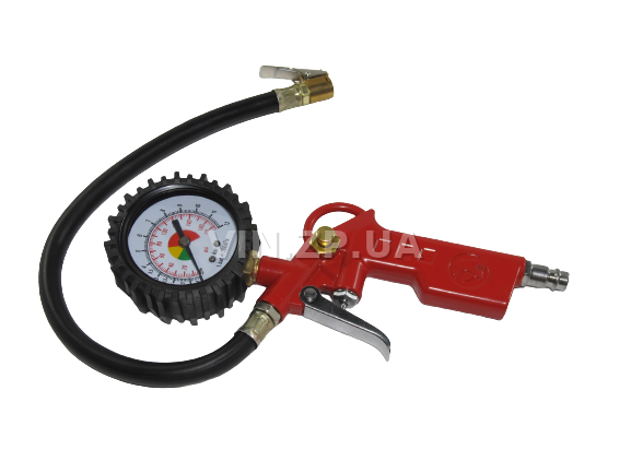 Пистолет подкачки шин INTERTOOL пневматический с манометром, до 10 Атм шланг 37 см 4