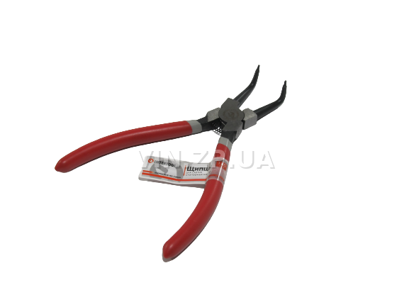 Щипцы снятия установки стопорных колец INTERTOOL 180 мм, изогнутые на сжатие 1