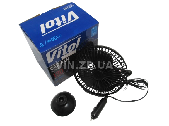 Вентилятор автомобильный в салон VITOL ф130мм, 12V, на присоске, в прикуриватель, с поворотом (34018) 5