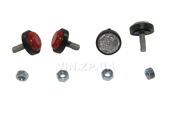 Болт номерного знака со светоотражателем,  красный+белый ELEGANT М 4 х 15 х 1.25, к-кт 4шт (35852) 4