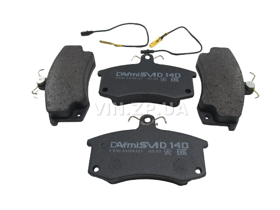 Передние тормозные колодки DAfmi ВАЗ 2110, 2111, 2112, 2170, 2171, 2172, к-кт 4 штуки с датчиком износа, серия Semi Metallic 2