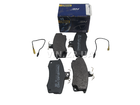 Передние тормозные колодки DAfmi ВАЗ 2110, 2111, 2112, 2170, 2171, 2172, к-кт 4 штуки с датчиком износа, серия Semi Metallic 1