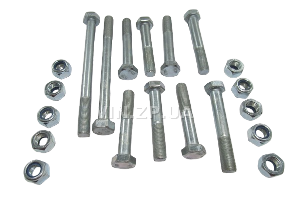 Болт реактивной штанги ВАЗ 2101-2107, к-кт 10 болтов+10 гаек МЕТИЗ М12 x 1.25 x 70/80/150 1