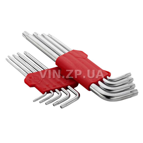 Набор ключей torx "звёздочка" INTERTOOL 9шт, длинные, Т10-Т50, CrV 3