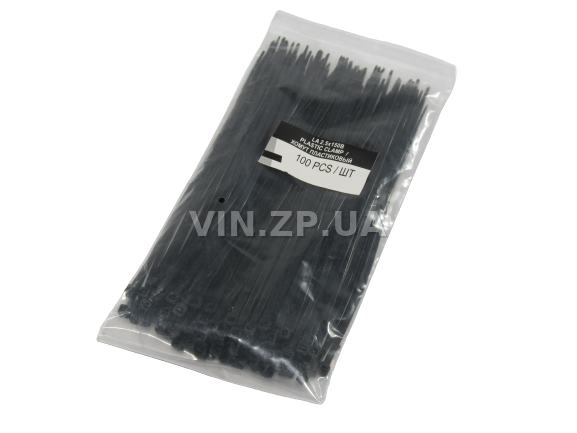 Хомут стяжка кабельная 150 х 2.5 мм чёрный LSA комплект 100шт, пластик 2
