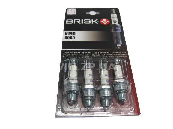 Свечи зажигания BRISK ГАЗ,ЗИЛ, УАЗ, грузовые авто, короткая юбка, зазор 0.9, ключ 21, к-кт 4шт, серия SUPER 1