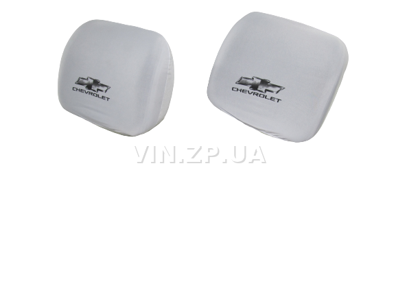 Чехлы на подголовники VRN белые "CHEVROLET", комплект 2 шт 2