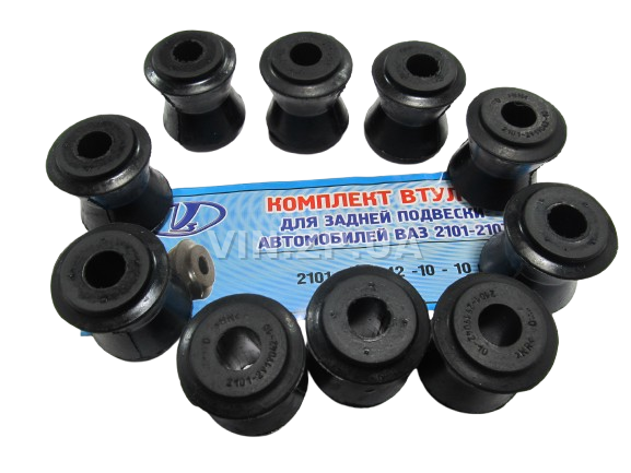 Втулки реактивных тяг штанг ВАЗ 2121, 21213, 21214, 2123 AWEL к-кт 10шт, резина 2121-2919042 1
