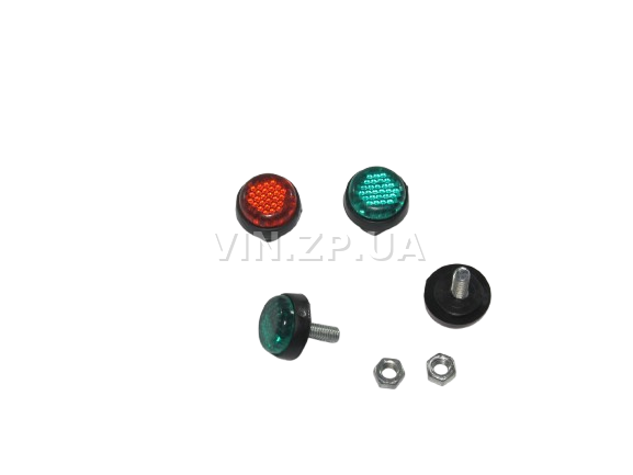 Болт номерного знака со светоотражателем, красный+зелёный ELEGANT М 4 х 15 х 1.25, к-кт 4шт (43267) 4