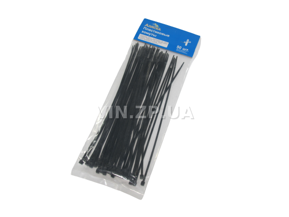Хомут пластиковый черный (50 шт) АЛЯСКА 250 х 3,0 мм кабельная стяжка (47986) 2
