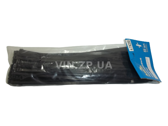 Хомут пластиковый черный (50 шт) АЛЯСКА 250 х 4,7 мм кабельная стяжка (47994)