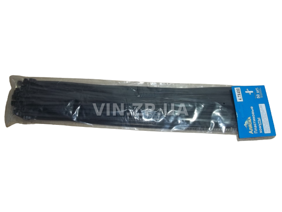 Хомут пластиковый черный (50 шт) АЛЯСКА 400 х 4,7 мм кабельная стяжка (48002)