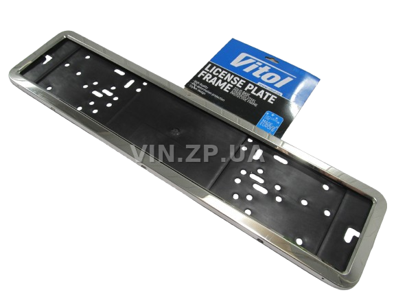 Рамка номера из нержавеющей стали, хромированная VITOL 1