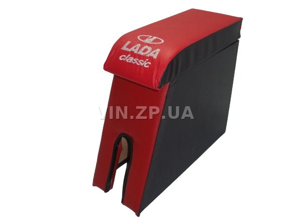 Подлокотник органайзер VRN ВАЗ 2104, 2105, 2107, черно-красный с вышивкой "Lada Classic" 1