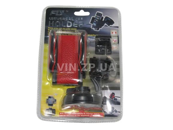 Автодержатель телефона на присоске FLY поворотный кронштейн, разжим до 92 мм, чёрно-красный (49074) 2