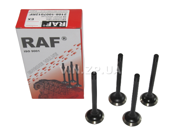 Клапан RAF ВАЗ 2108, 2109, 21099, 2110, 8 клап двиг 1.3-1.5л, ГАЗ двиг ЗМЗ-406, комплект выпуск 4 шт 2