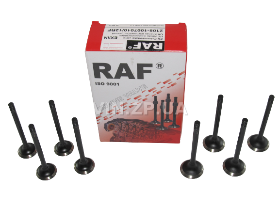 Клапан RAF ВАЗ 2108, 2109, 21099, двиг 1.3л, комплект впуск-выпуск 8 шт 2