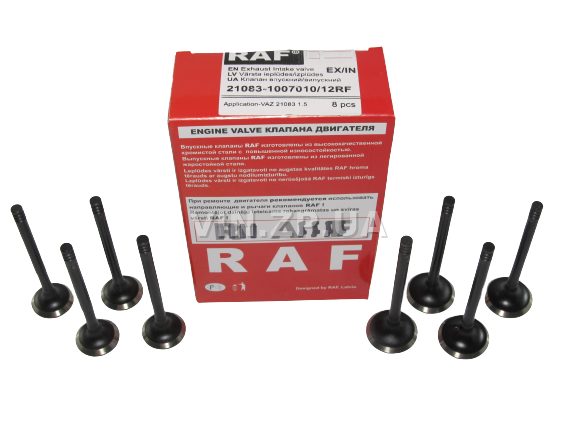 Клапан RAF ВАЗ 2108, 2109, 21099, 2110, 8 клап двиг 1.5л., ГАЗ двиг МЗ-406,  комплект впуск-выпуск 8 штук 2