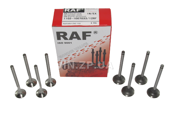 Клапан RAF Таврия 1102, 1103, 1105, Сенс с двиг МЕМЗ-301, 307, комплект впуск-выпуск 8 шт 2