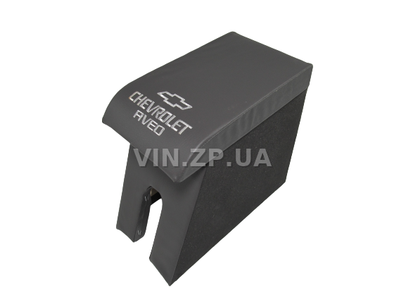 Подлокотник органайзер VRN Шевроле Авео Т 200, Т 250, черно-серый с вышивкой "Chevrolet Aveo" 2