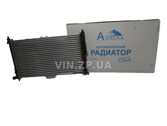 Радиатор охлаждения АЛЯСКА Ланос с кондиционером, алюминиевый, OEM 96182261 (49837)