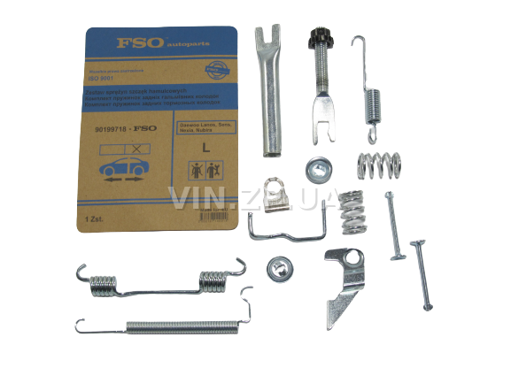 Ремкомплект тормозного барабана FSO Ланос, Сенс, Нексия, Нубира, тормозных колодок задних, левый 90199718 1