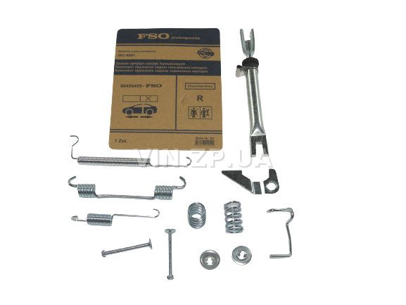 Ремкомплект тормозного барабана FSO Авео, тормозных колодок задних, правый 96456495 1