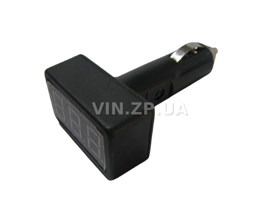 Вольтметр в прикуриватель 0.56'' 12-24V EuroSport 3 знака, красная подсветка, с предохранителем (56469)