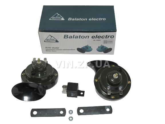 Сигнал звуковой BALATON 12V, 2-х контактный,  в комплекте с реле, к-кт 2шт 2