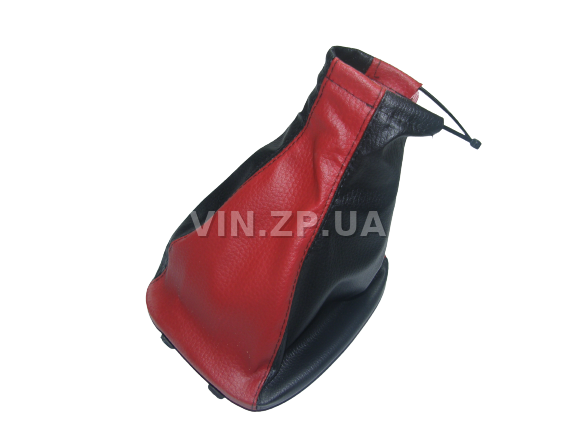 Чехол ручки КПП VRN Ланос, Сенс (DAEWOO LANOS, SENS ) черно-красный эко-кожа 1