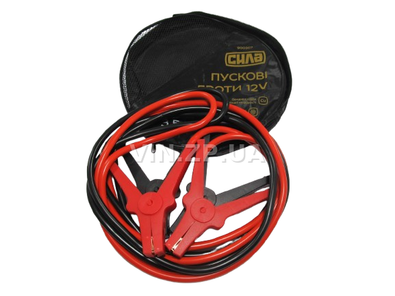 Стартовые провода прикуривания 500A СИЛА 3.5м, комплект 2 шт, клеммы в полной изоляции, сумка 1