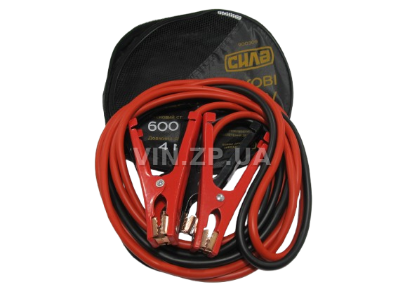 Стартовые провода прикуривания 600A СИЛА 4.0м, комплект 2 шт, клеммы в полной изоляции, сумка 1