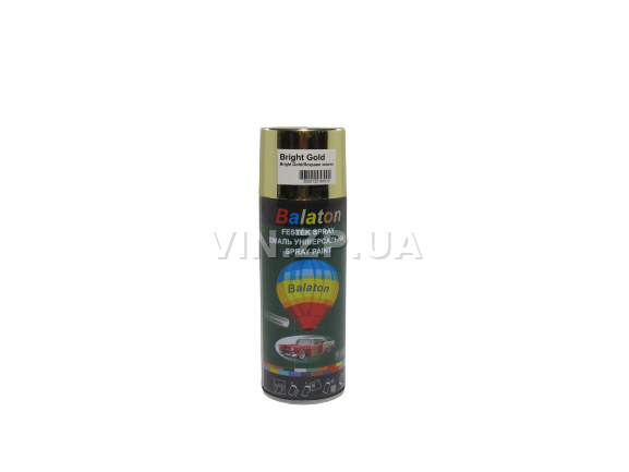 Краска эмаль алкидная золотистый хром универсальная BALATON Bright Gold, аэрозоль 400 мл 2