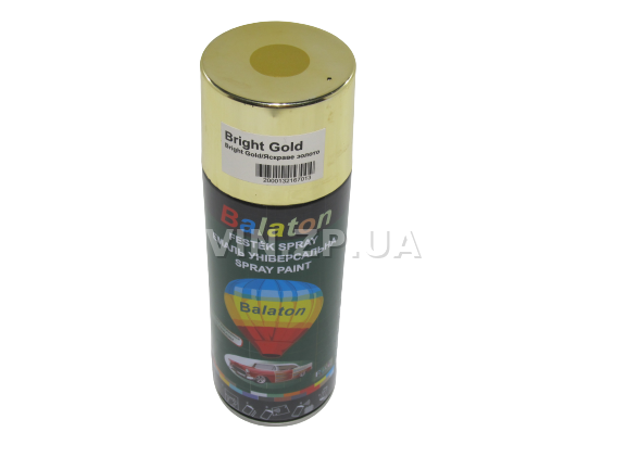 Краска эмаль алкидная золотистый хром универсальная BALATON Bright Gold, аэрозоль 400 мл 4