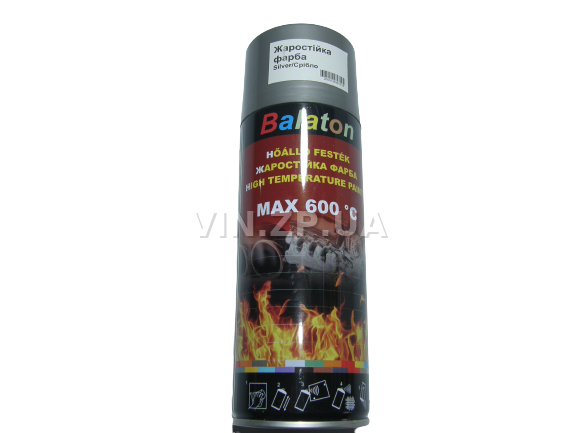 Краска эмаль жаростойкая до +600 С серебристая универсальная BALATON аэрозоль 400 мл (57803)