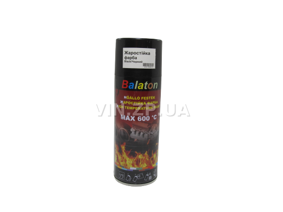 Краска эмаль жаростойкая до +600 С чёрная универсальная BALATON аэрозоль 400 мл (57804) 2