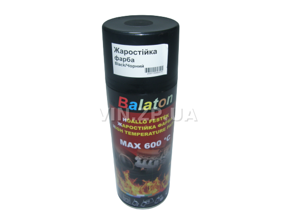 Краска эмаль жаростойкая до +600 С чёрная универсальная BALATON аэрозоль 400 мл (57804)