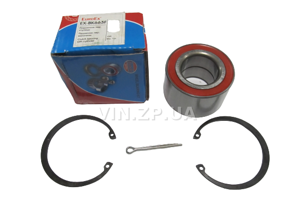 Ремкомплект подшипник ступицы EuroEx ВАЗ 2108, 2109, 21099, 2110, 2111, 2112, Таврия, Ланос, передней, подшипник 6-256706, два кольца, шплинт (57937)