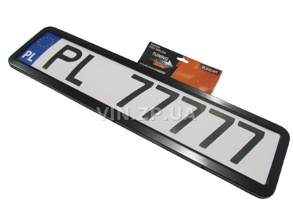 Рамка номера из нержавеющей стали, чёрная ELEGANT 1