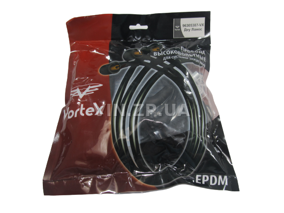 Провода высоковольтные VORTEX Ланос, Авео, с 8-ми клапанным двигателем 1.5л, силикон, с металлическим наконечником, OEM 96305387 1