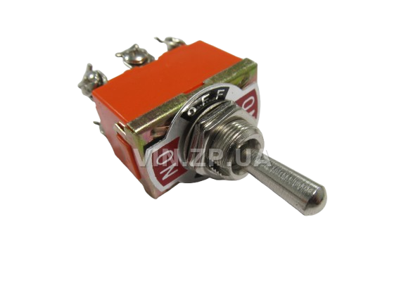 Выключатель тумблер универсальный VORTEX 12В 15А, 3 положения, 6 контактов, клемми под винты (59971)