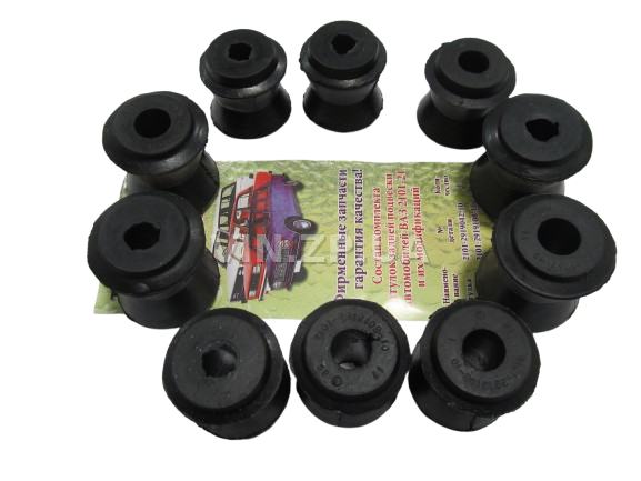 Втулки реактивных тяг штанг ВАЗ 2101, 2102, 2103, 2104, 2105, 2106, 2107 AWEL комплект 10шт, резина 1
