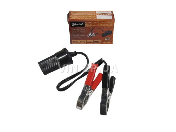 Гнездо переходник прикуривателя ELEGANT 12/ 24 V, 15 Амп, с крокодилами на АКБ (60322)