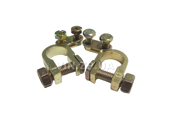 Клеммы аккумулятора ELEGANT легковые авто, цинк с латунным покрытием, комплект 2шт 1